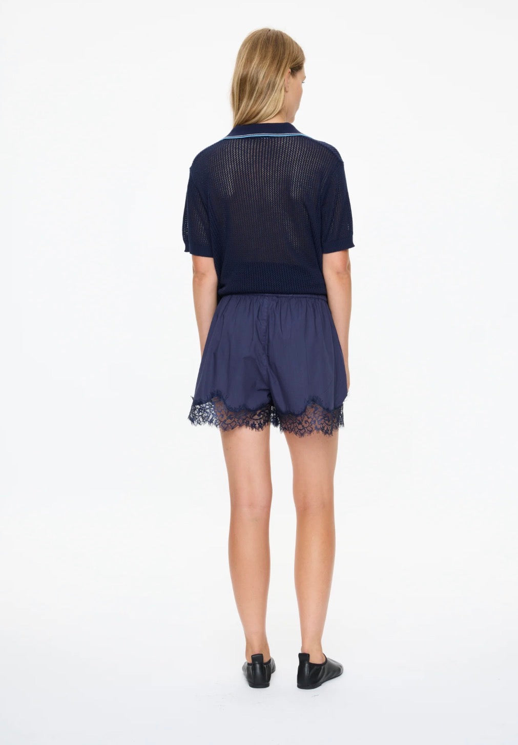 LMND Thea Pointelle Polo in Navy