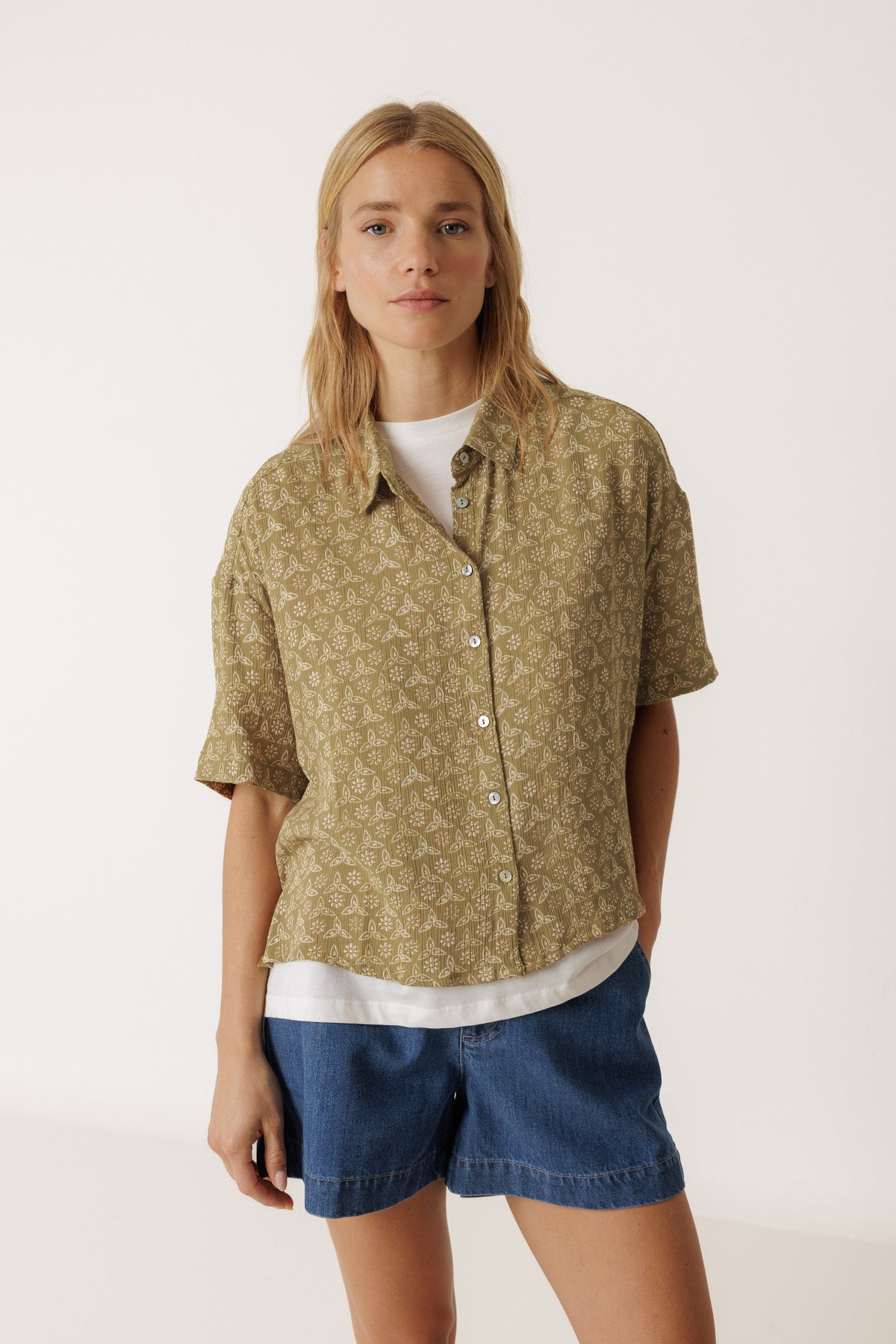 Indi & Cold Oversized Block Print Short Sleeve Shirt