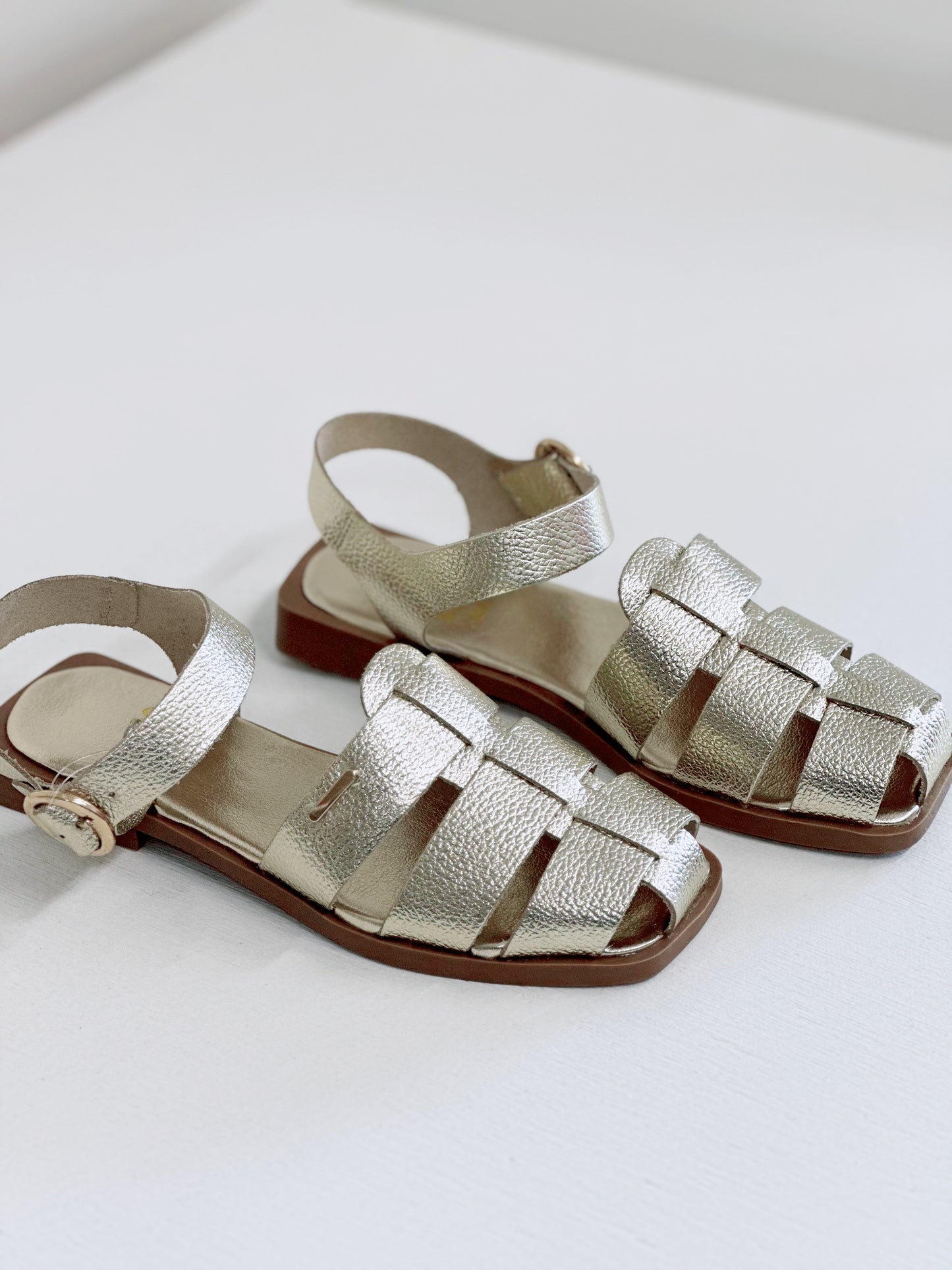 Nu X Neo Wanda Cage Sandal in Gold Leather