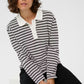 Kaffe KAmiala Polo L/S T-Shirt Black and White Stripe
