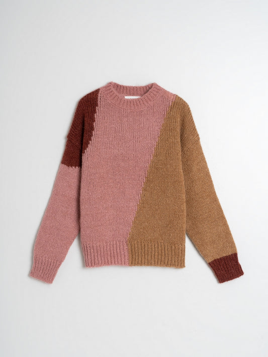 Indi & Cold Knitted Intarsia Sweater in Pink