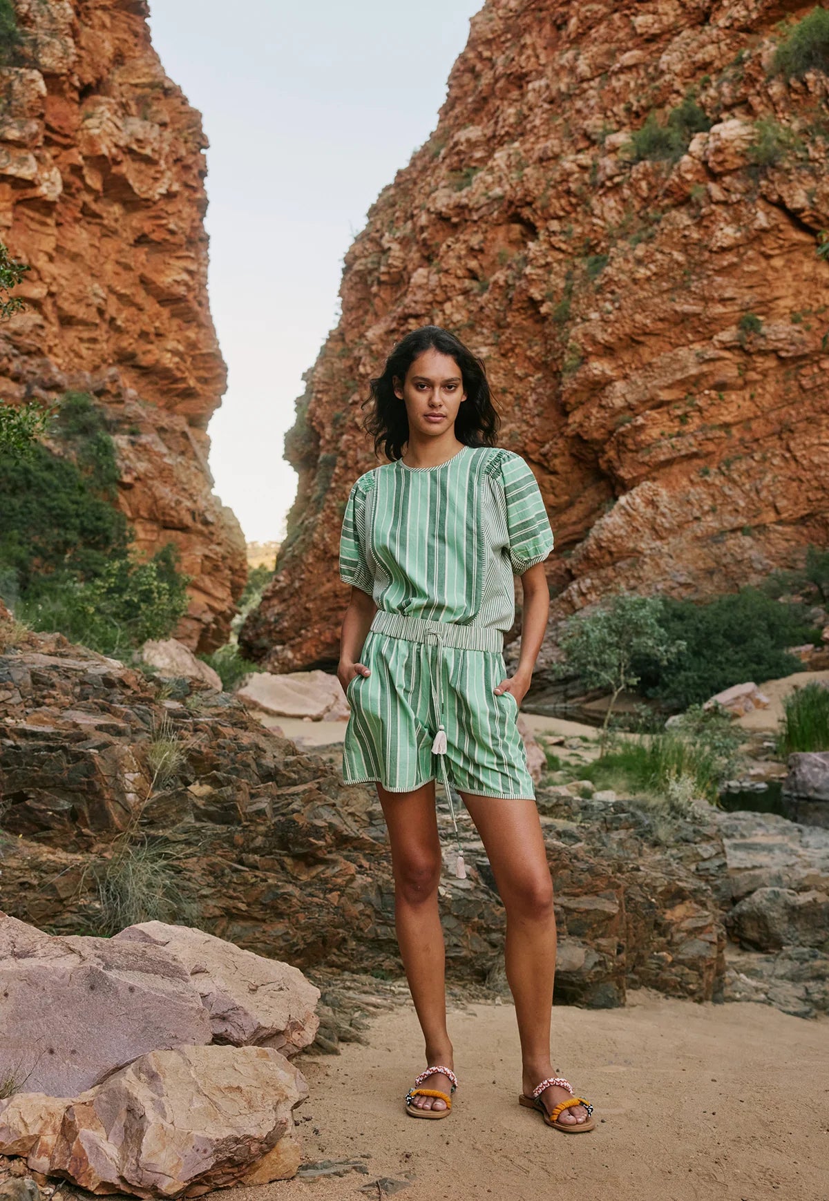 Nancybird Iris Short in Green Stripe