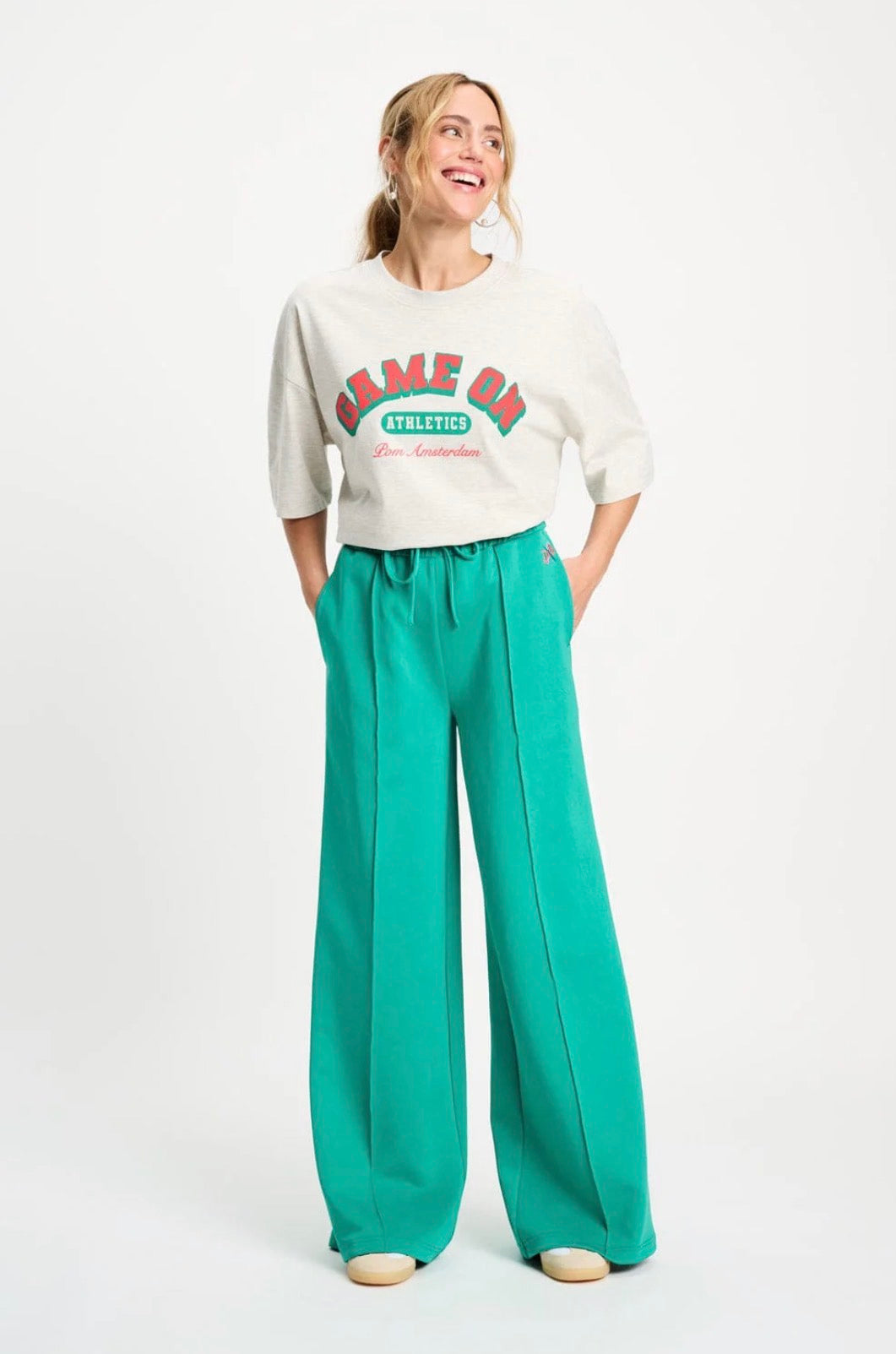 POM Amsterdam Wander Green Trackpants with Stripe