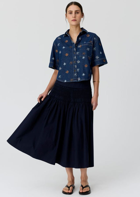 POL Gilt Emb. Shirt Denim/Copper