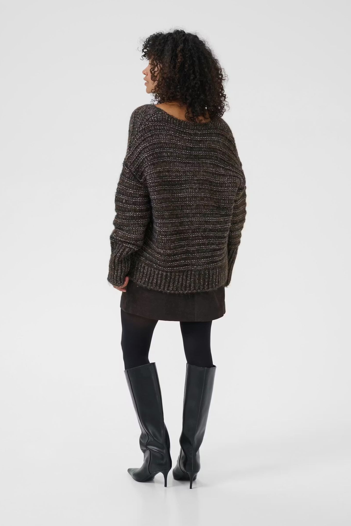 Kaffe KAmarena Knit Cardigan Black Coffee Melange