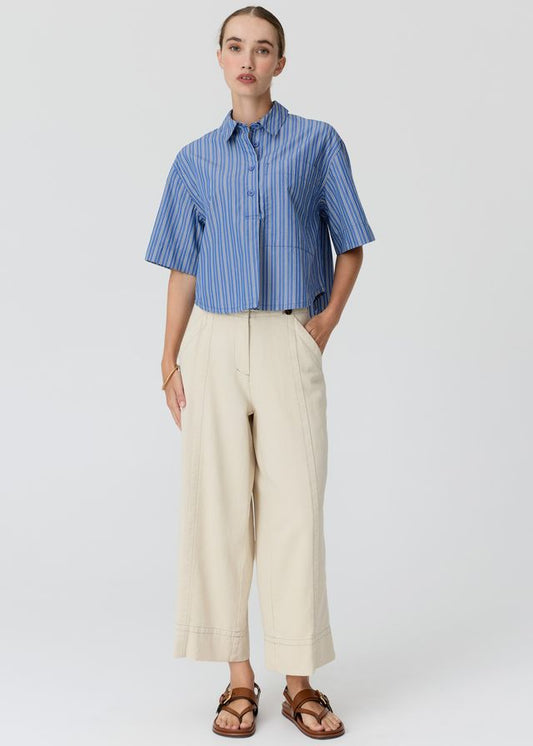 POL Aubin Camp Shirt Blue/Pink Stripe