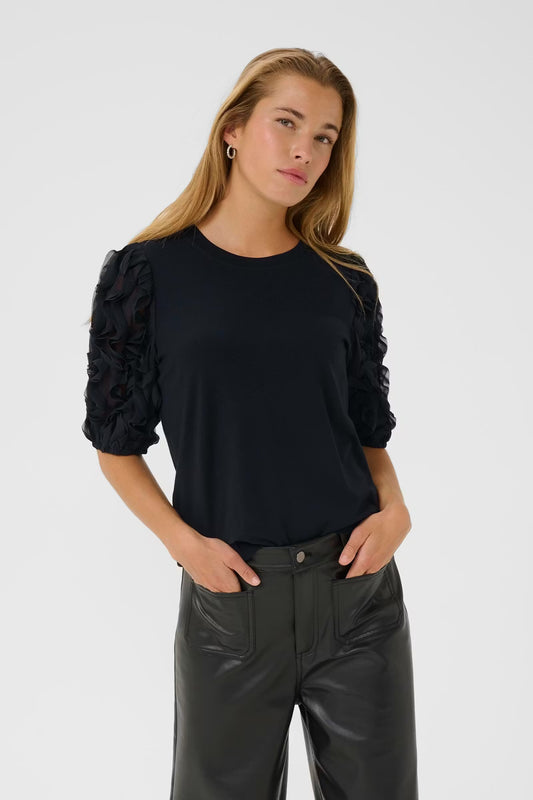 Kaffe KAlinda Frill T-Shirt Black