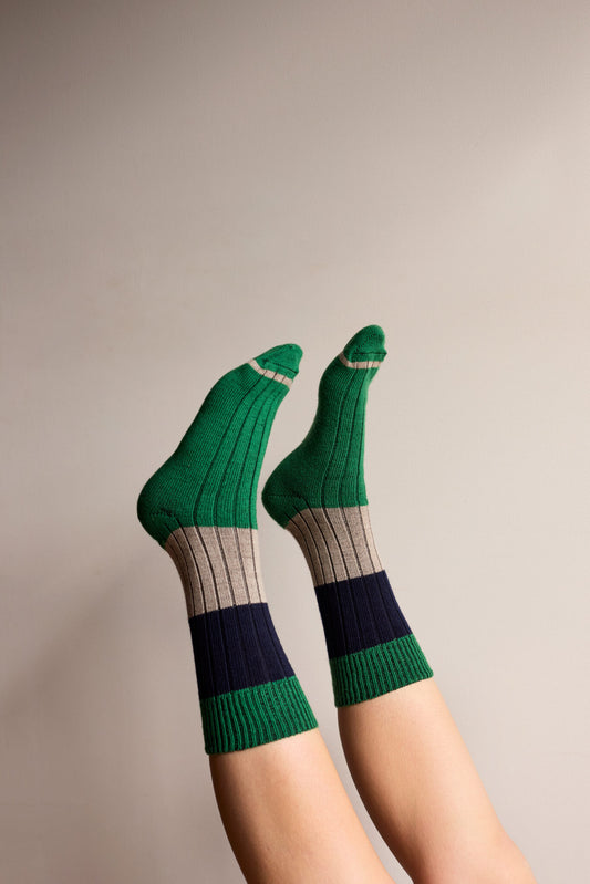 Tightology Chunky Rib Merino Wool Socks in Lark Green