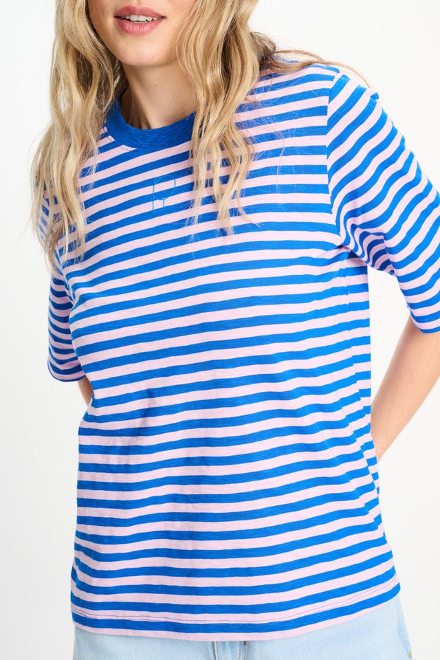 POM Amsterdam T-Shirt Striped Blue/Pink