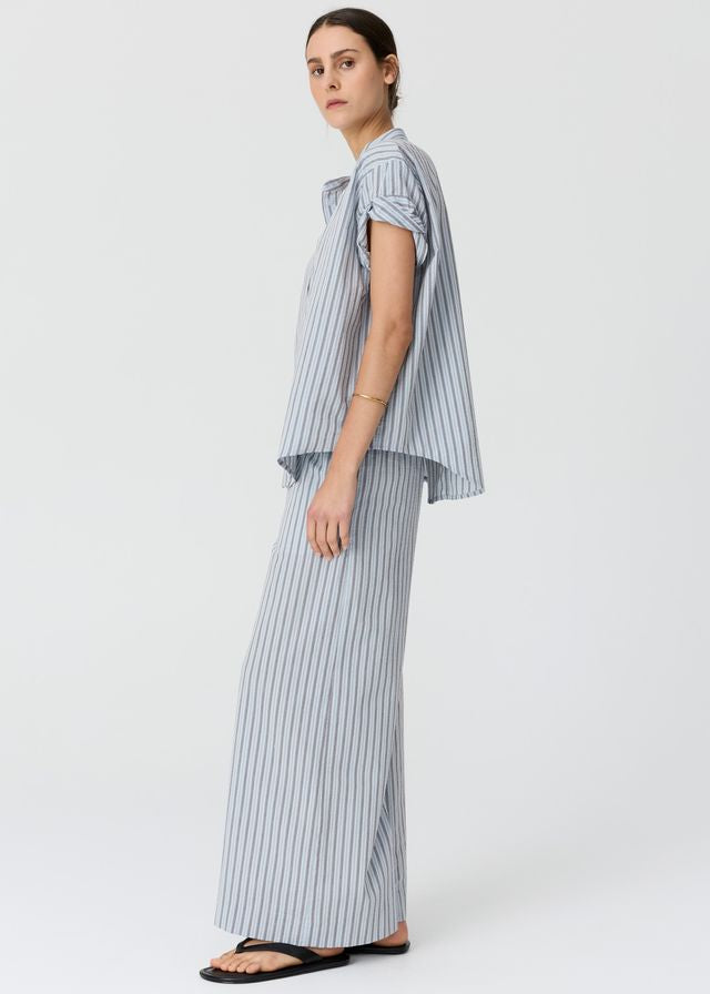 POL Bay Shirt Blue/Choc Stripe