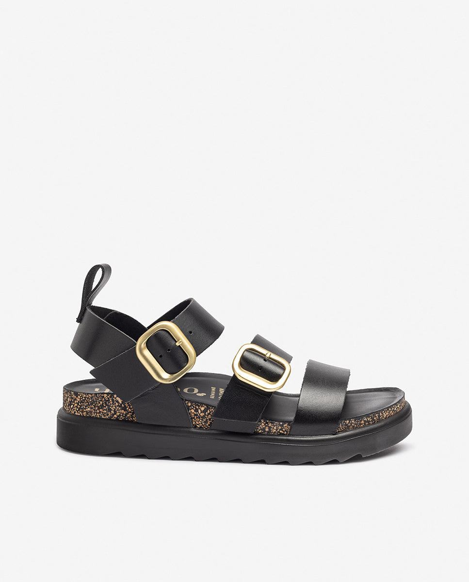 Yokono Tunez 127 Leather Sandal in Black