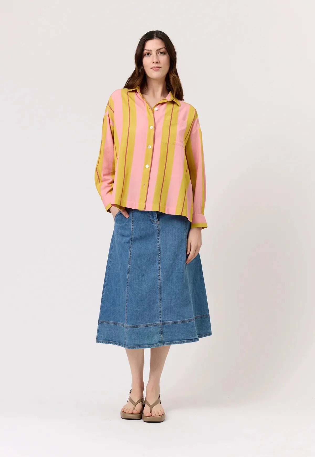 Nancybird Sabine Shirt in Dusk Stripe - the tartan fox