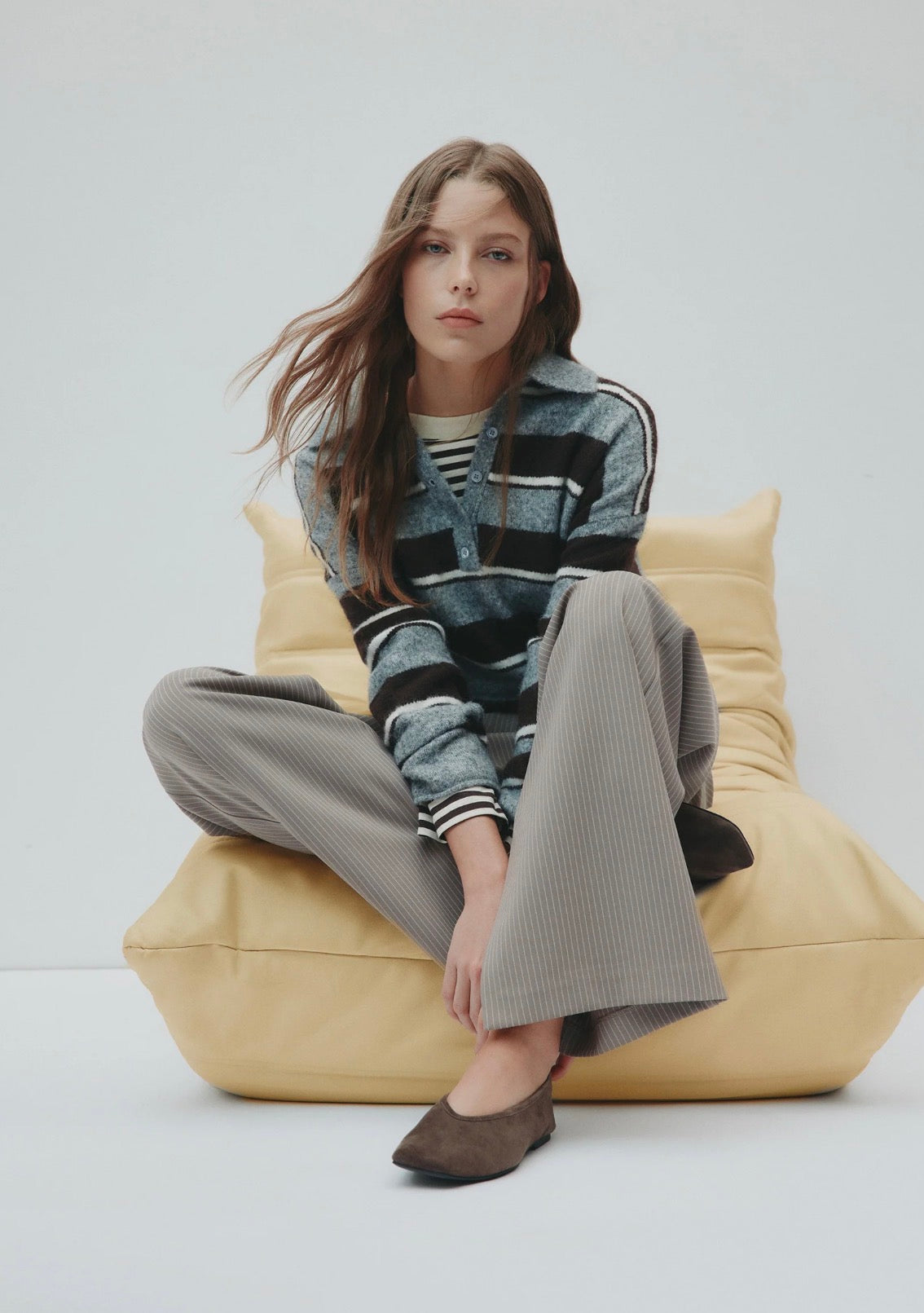 Nude Lucy Maia Rugby Knit in Charcoal Stripe