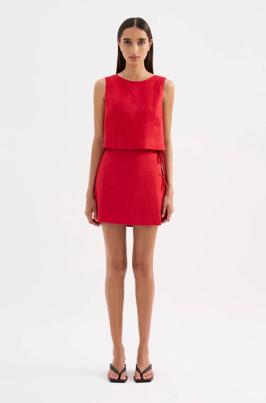 Nude Lucy Marli Linen Top Vermillion