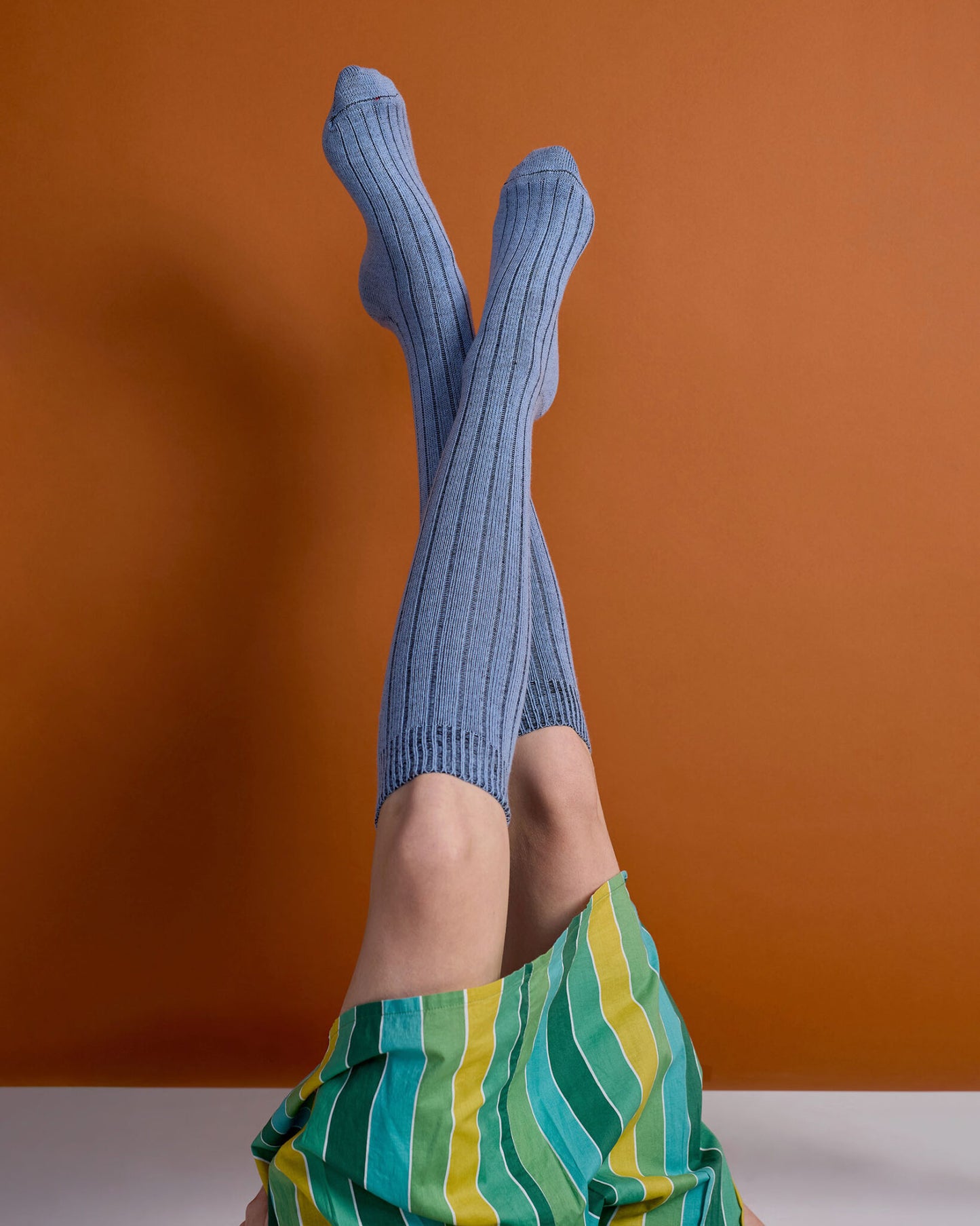 Tightology Long Rib Merino Wool Socks in Blue