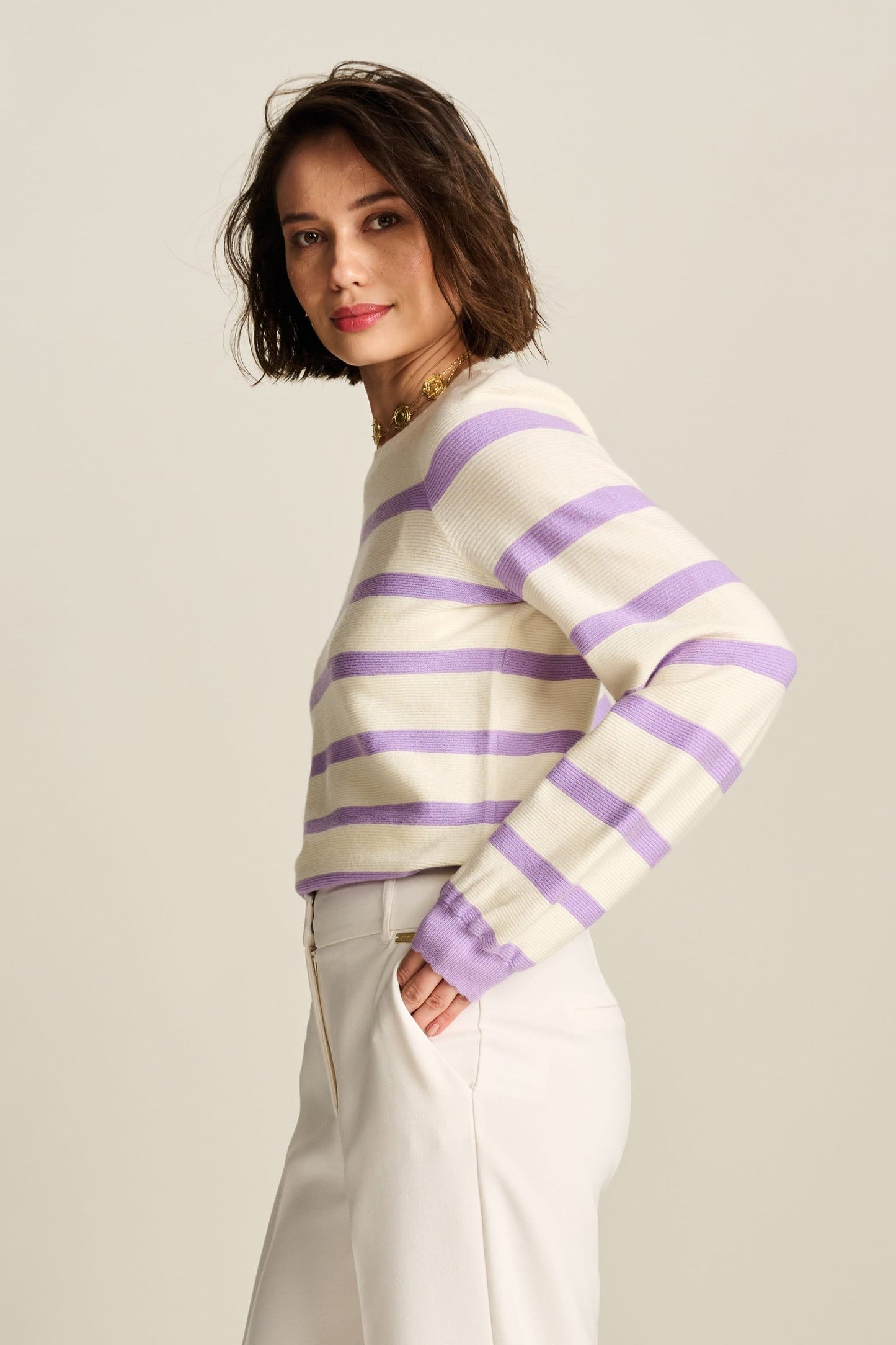 POM Amsterdam Pullover in Purple Stripe