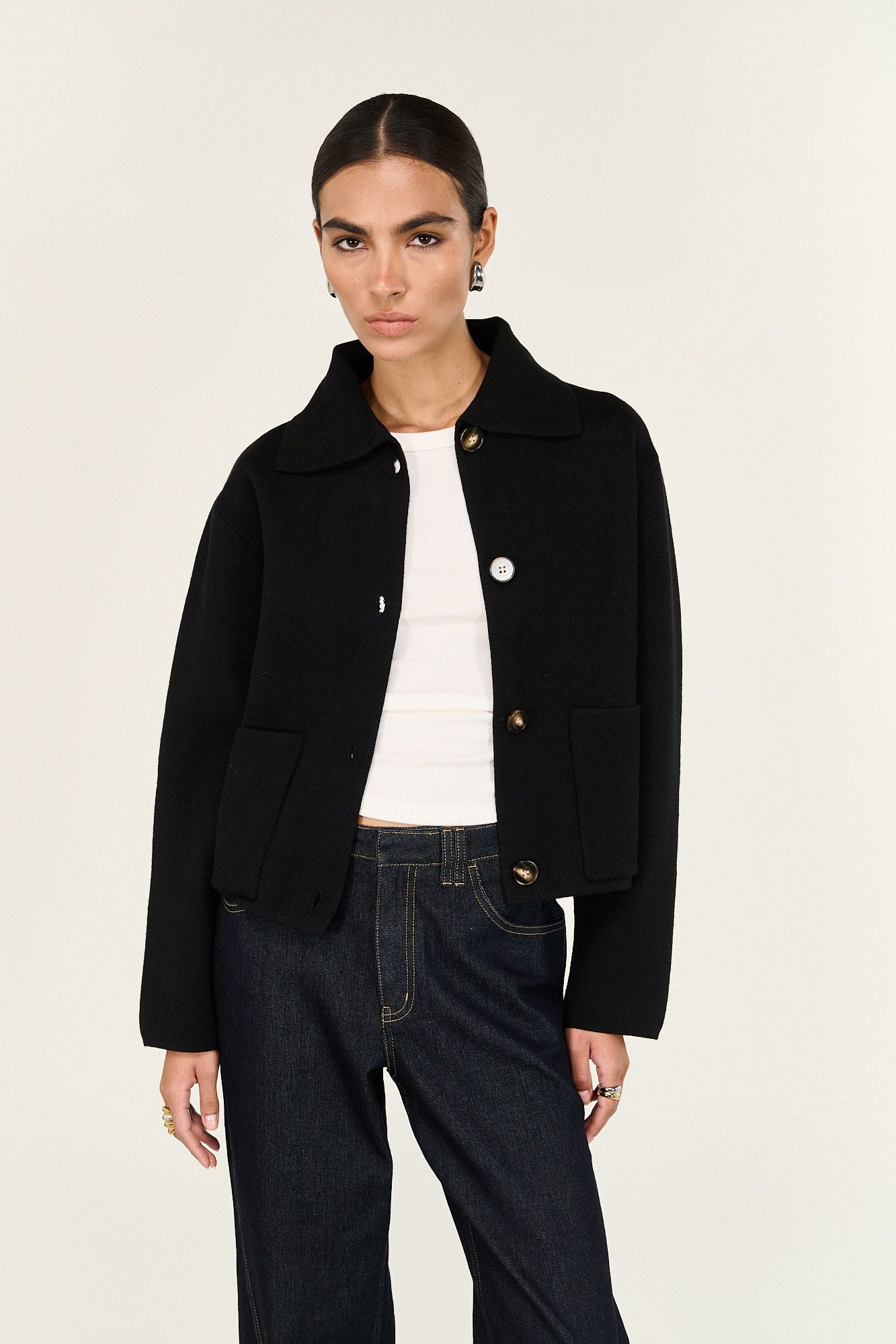 Staple the Label Aura Black Knit Barn Jacket