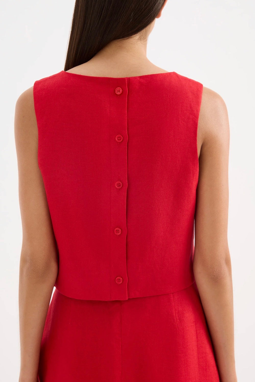 Nude Lucy Marli Linen Top Vermillion