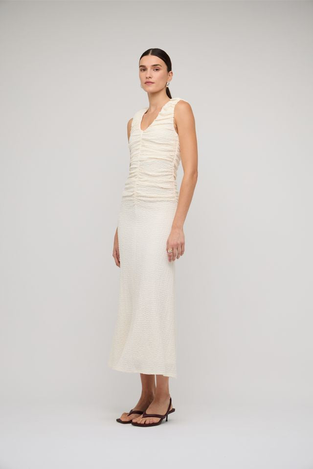 Staple the Label Lyric Gathered Midi Dress Cream