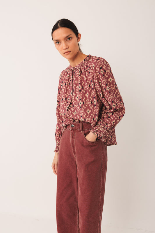 Indi and Cold Ikat Print Top