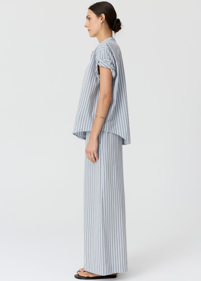 POL Bay Shirt Blue/Choc Stripe