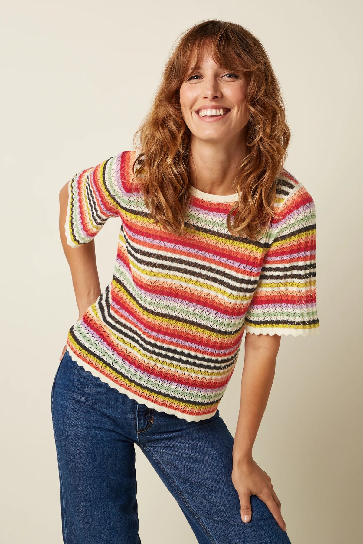 King Louie Marie Top Basile in Multi Colour Stripe