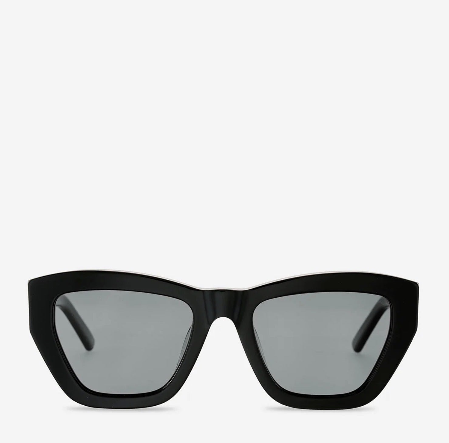 Black cat-eye sunglasses with gray lenses, stylish everyday fashion accessory