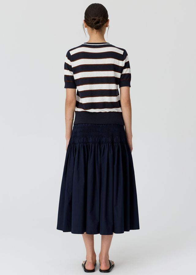 POL Darcey Stripe Knit Tee Ink/White/Choc