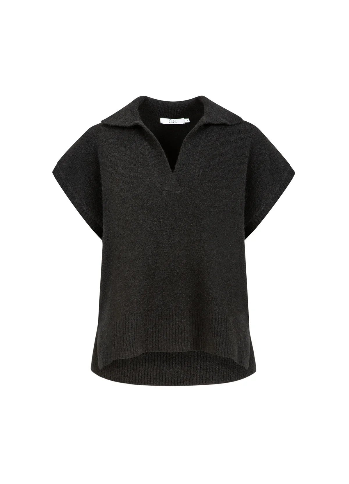 CC Heart Emerie Knit Polo Top Black