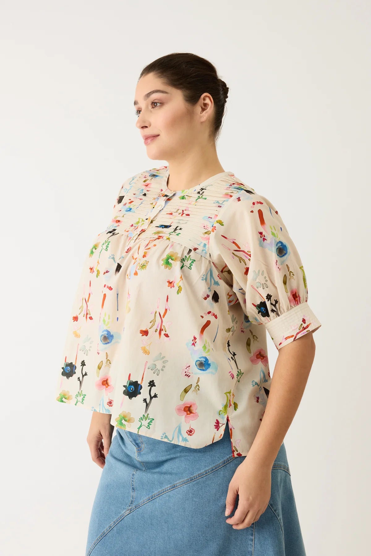 Nancybird Gwen Blouse, Watercolour Cream