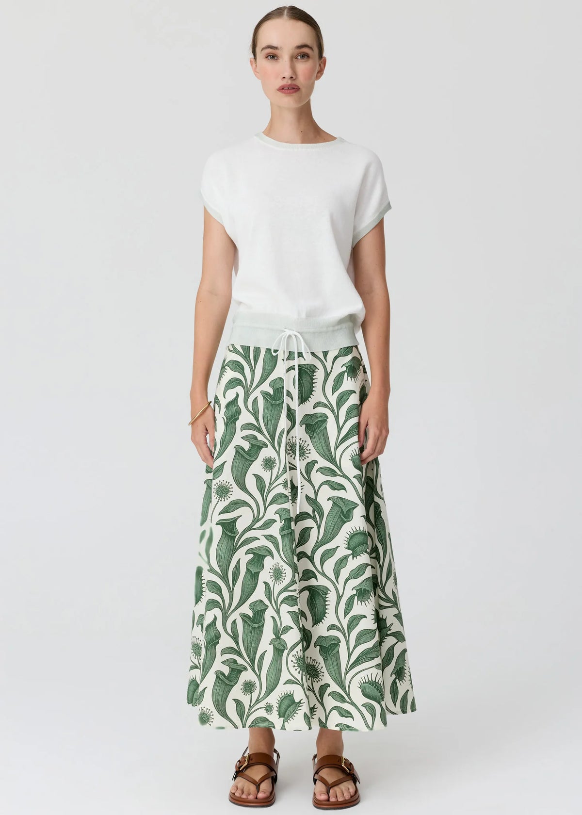 POL Reed Painted Knit Top in Chalk/Mint