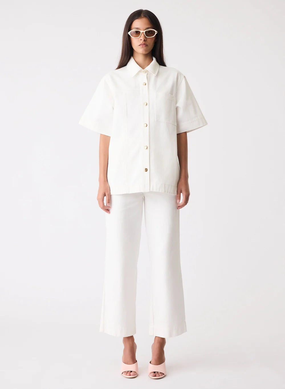 Esmaee Capilla Denim Shirt in Ivory