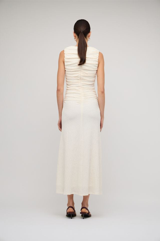 Staple the Label Lyric Gathered Midi Dress Cream