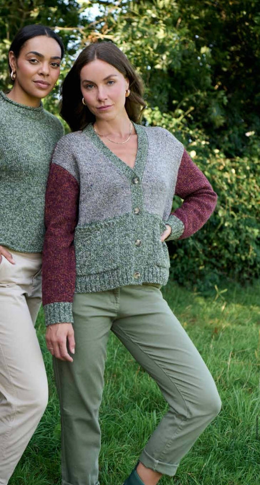 Maxted Tabby Textured Cardigan in Colour Block