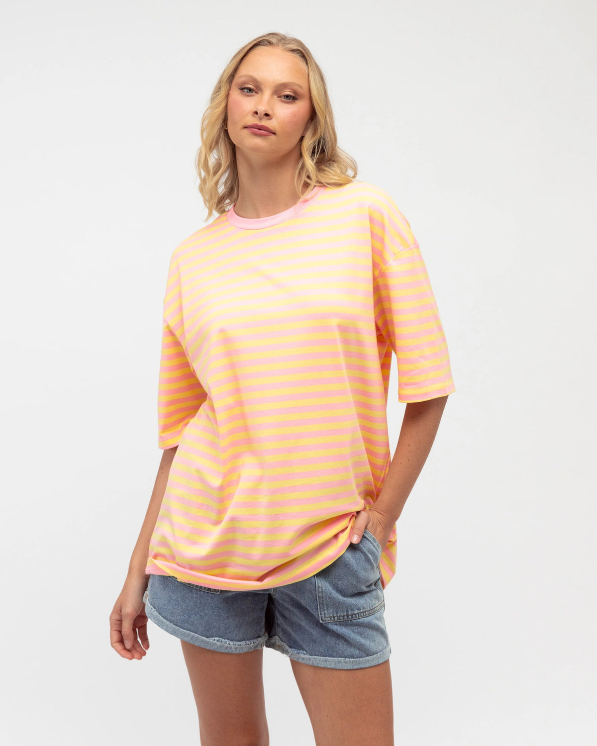 Mimi Stripe Tee Yellow/Pink