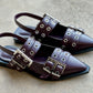 Alias Mae Zina Buckle Flats in Burgandy Leather