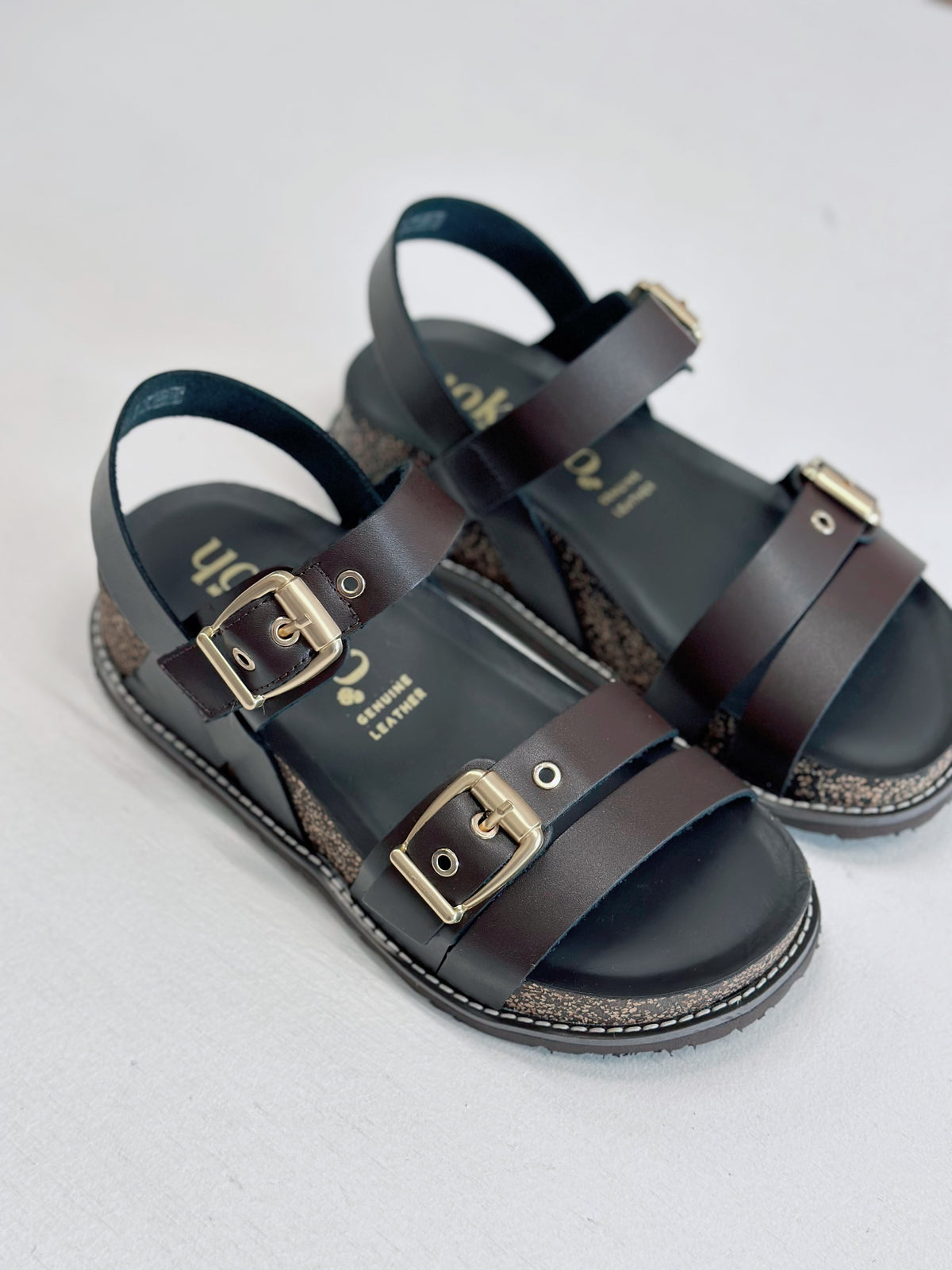Yokono Oca 263 Platform Sandal in Brown Leather