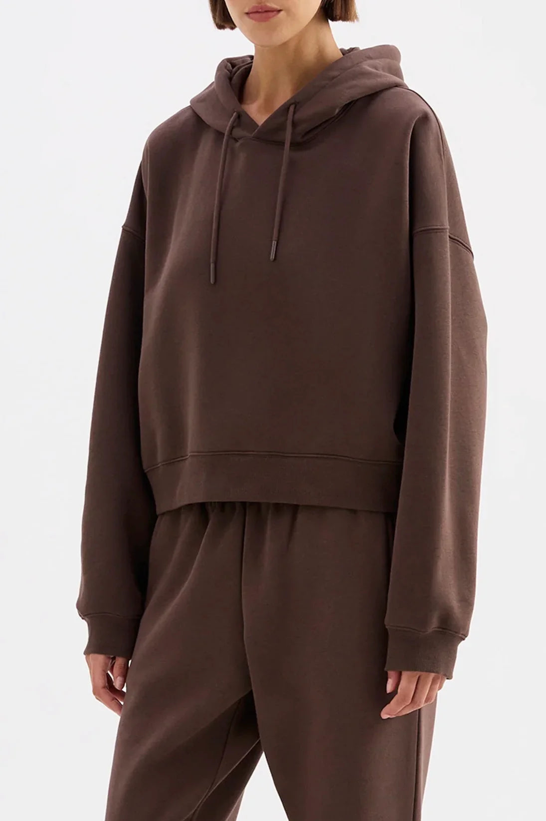Brown oversized hoodie and matching joggers women's loungewear set