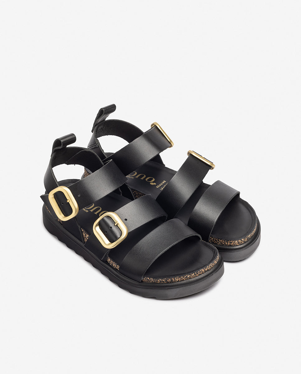 Yokono Tunez 127 Leather Sandal in Black