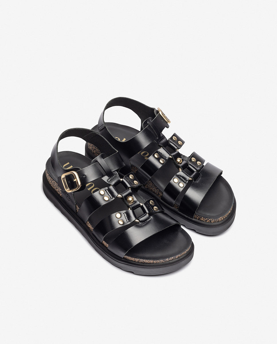 Yokono Tunez 255 Leather Sandal in Black