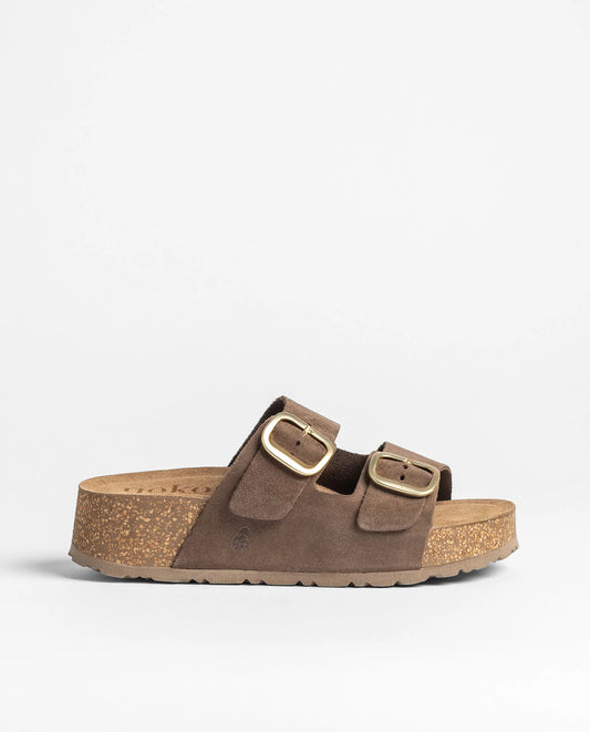 Yokono Wiwi 003 Platform Sandal in Dark Brown Suede