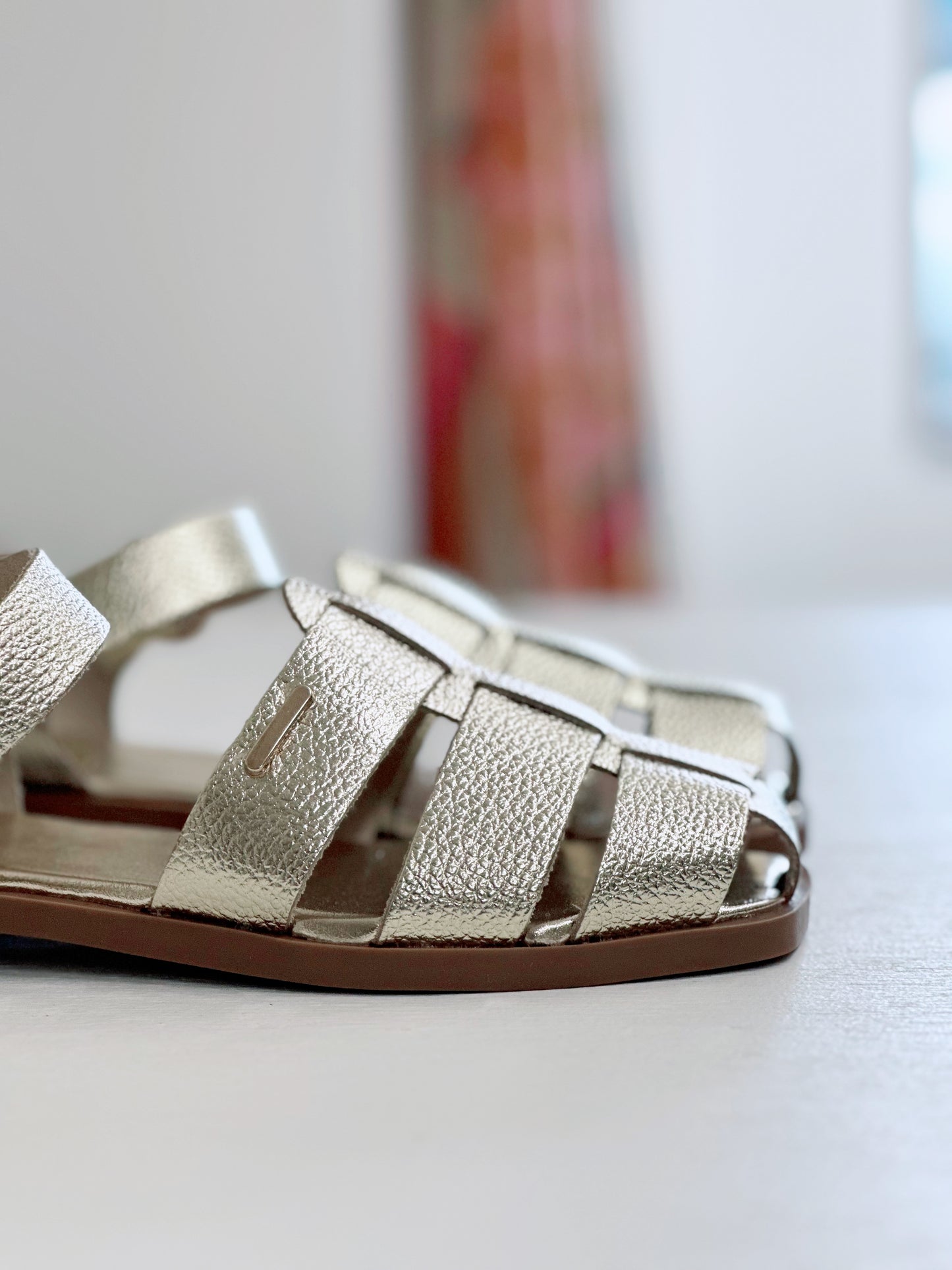 Nu X Neo Wanda Cage Sandal in Gold Leather