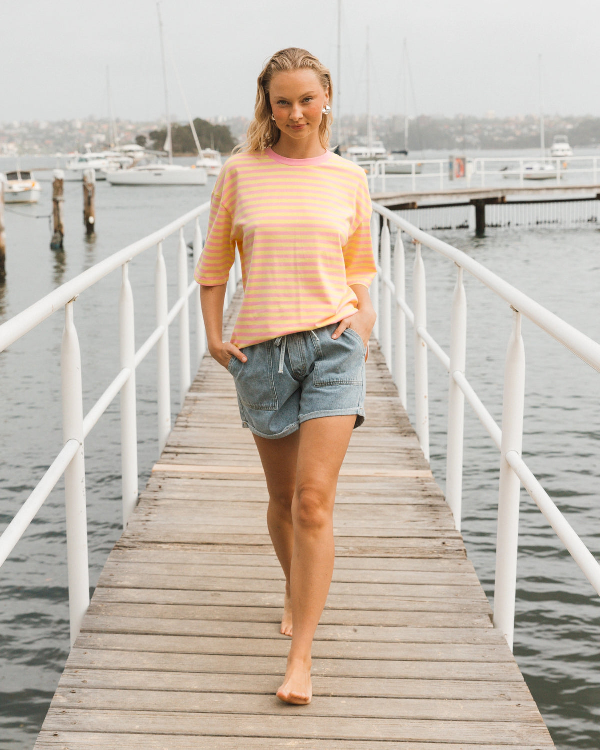 Mimi Stripe Tee Yellow/Pink