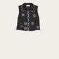 Nancybird Tuva Vest in Charcoal Embroidered