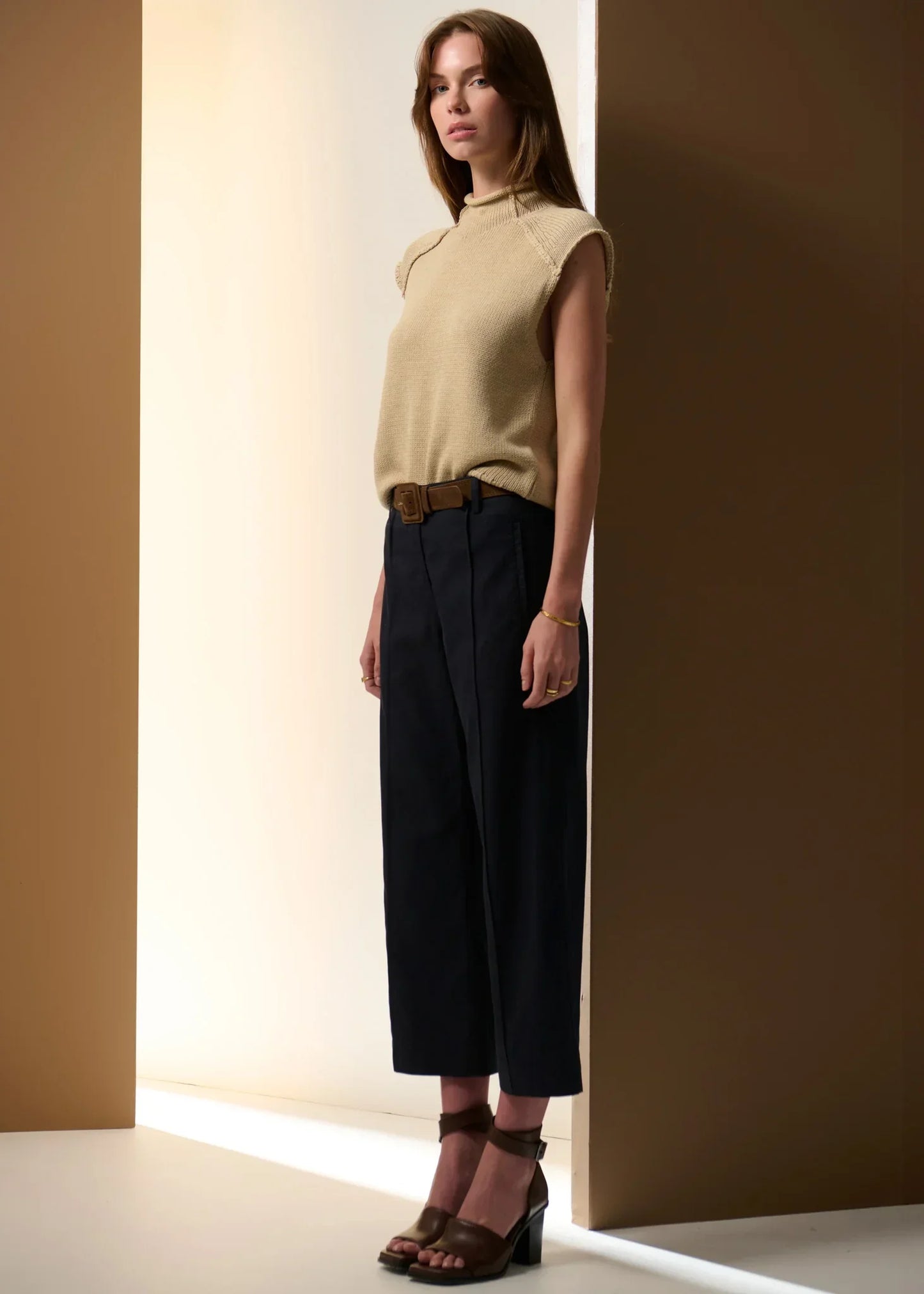 POL Clothing Sable Tank Knit in Pebble