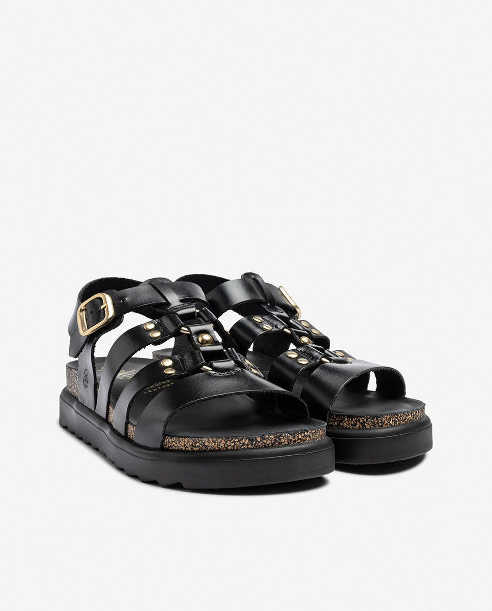 Yokono Tunez 255 Leather Sandal in Black
