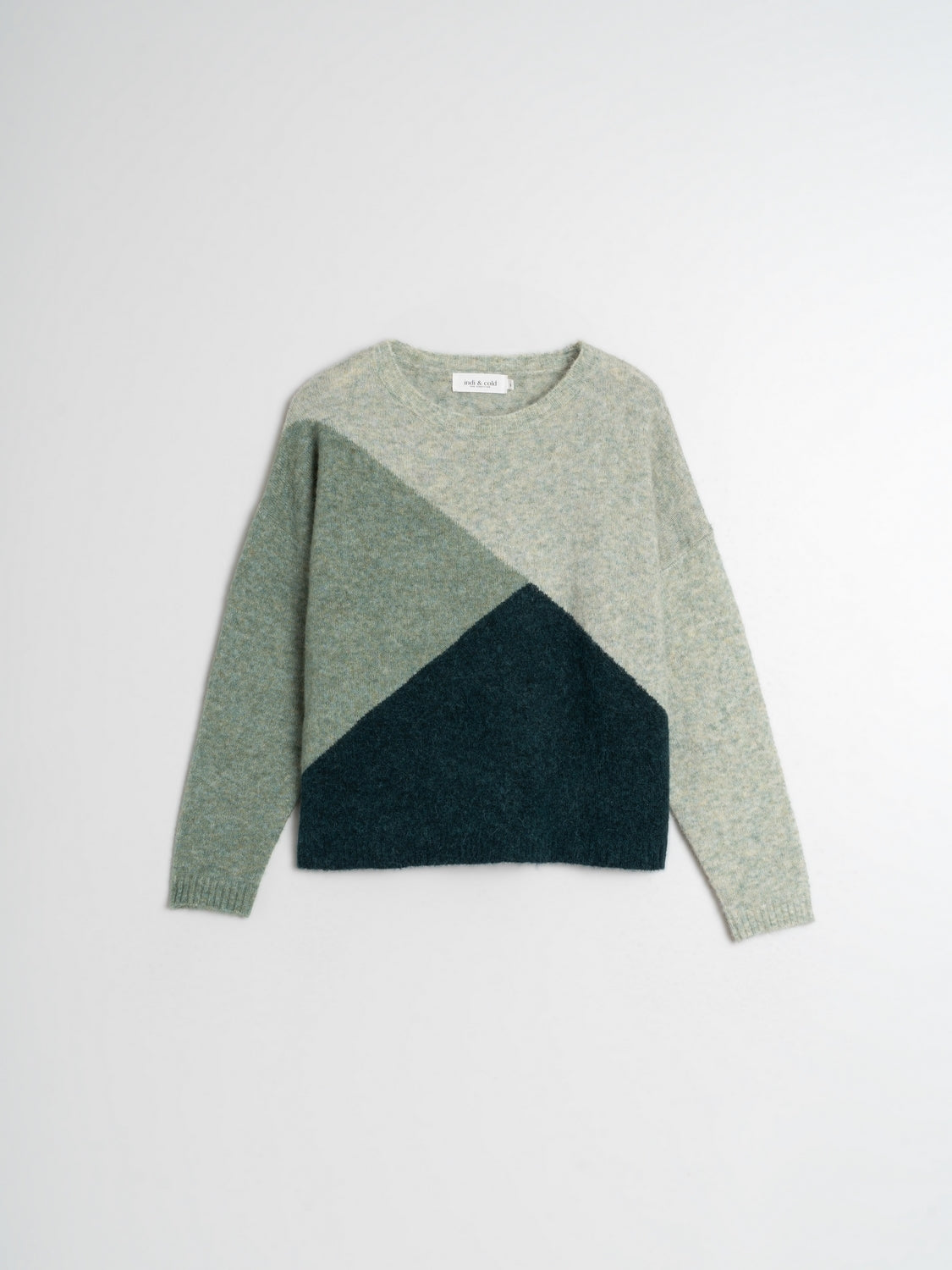 Indi & Cold Wool Intarsia Sweater in Green