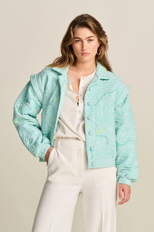 POM Amsterdam Quilted Jacket in Aqua