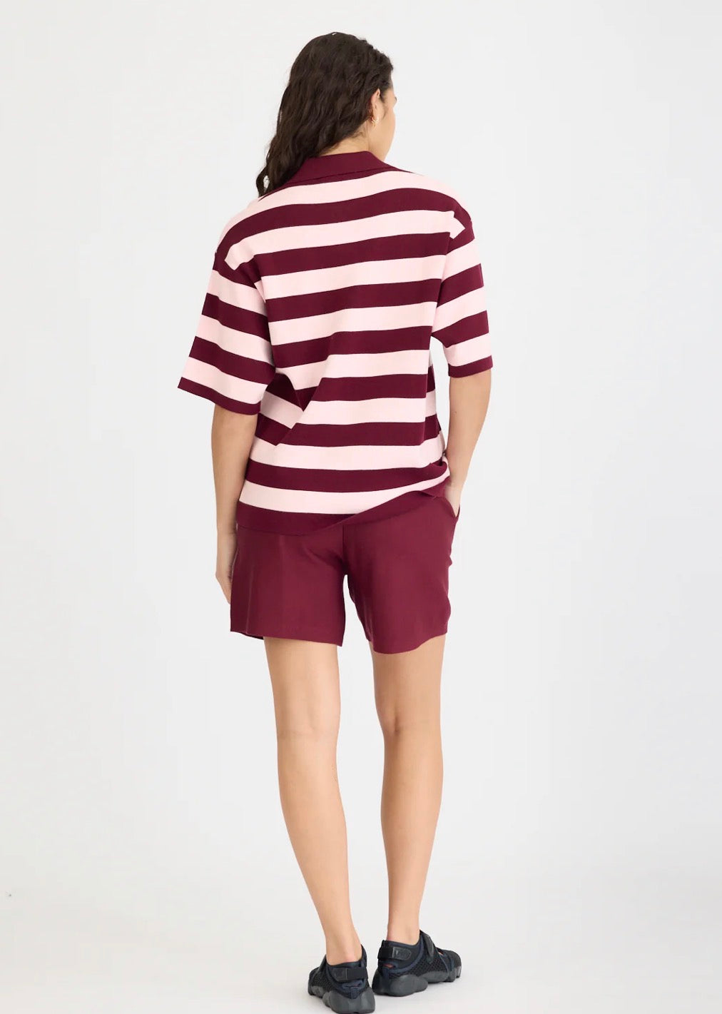 LMND Rossy Knit Polo Cherry / Soft Pink
