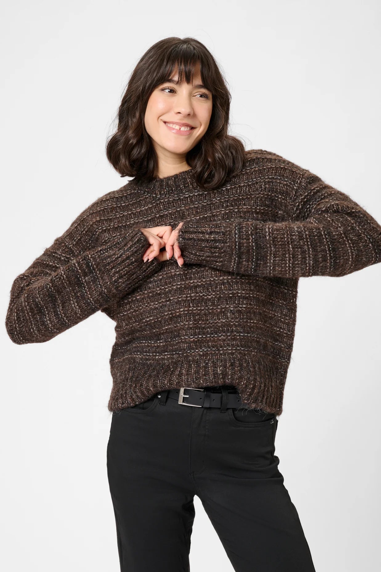 Kaffe KAmarena Knit Pullover Black Coffee Melange